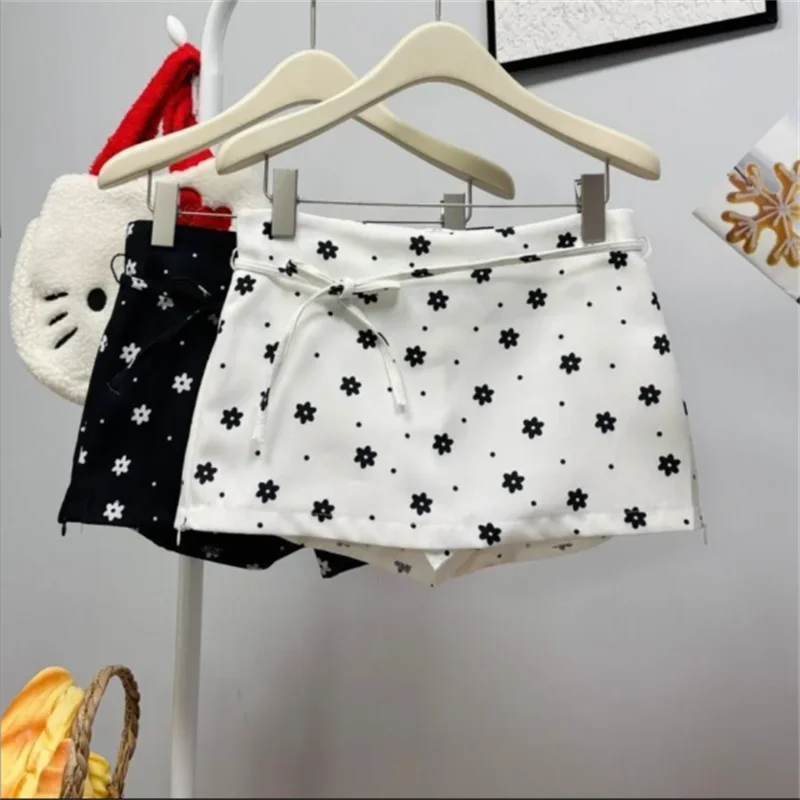 

Короткая юбка в горошек для женщин, летняя одежда, платье на шнуровке, юбка А-силуэта с высокой талией, универсальная юбка, скрывающая недостатки фигуры