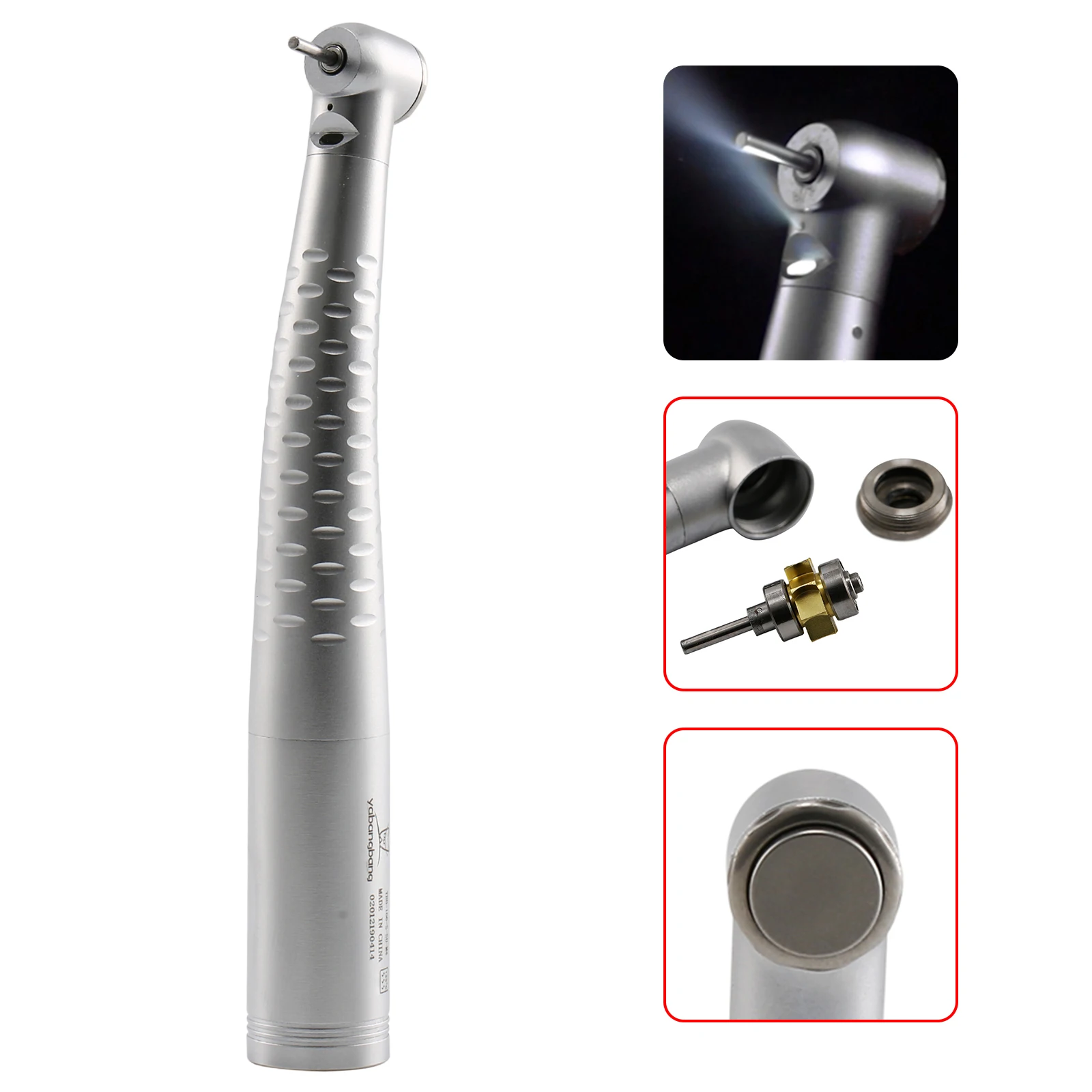 YABANGBANG Dental high speed hand piece led Fiber Optic turbine Standard Head Single water spray push button Fit 6/4 hole couple