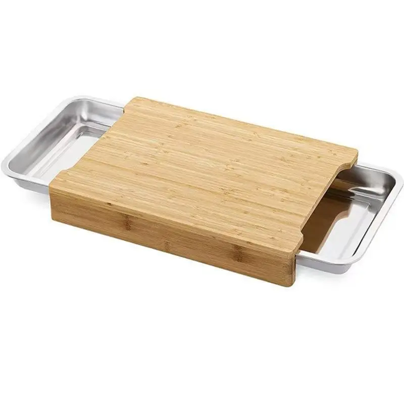 [NEWA64Z!】 Wood Cutting Board With Slide Out Trays