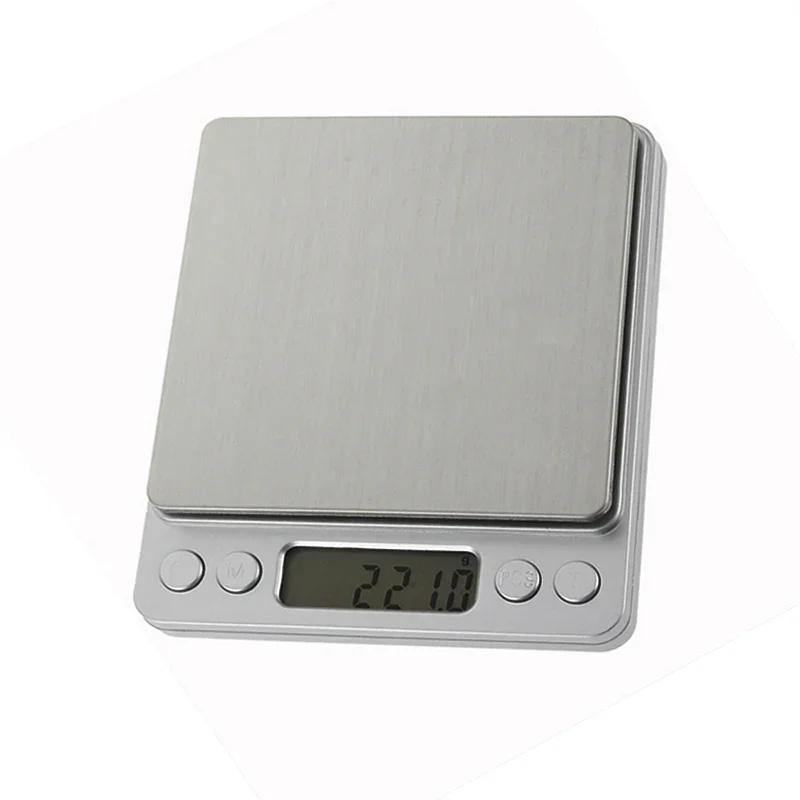 500g 0.01g Digital Scale Electronic Weight Scales 3kg 0.1g Pocket Case Jewelry Scale Food Kitchen Balance Silver With 2 Tray