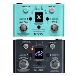 M-VAVE Lost Tempo V2 Drum Machines & Looper Pedal Built-in 30 Drums 11 Mins Recoding Time High Precision Tuner Guitar Parts