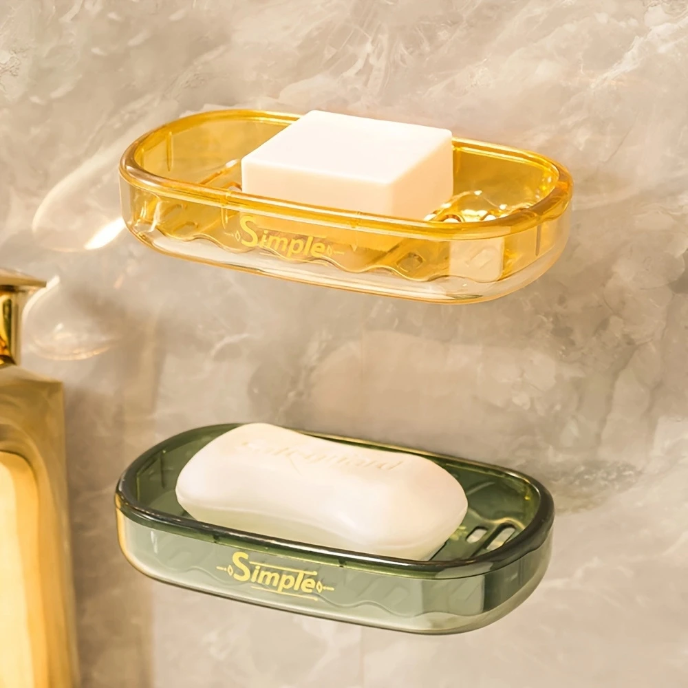 1 Soap Dish, 3 Colors Available, No-Drill, Traceless, Double-Layer Plastic Soap Holder with Drainage, Wall-Mounted Soap Rack, Easy to Clean in the Bathroom, Keeps Soap Dry, Christmas, Christmas Gift