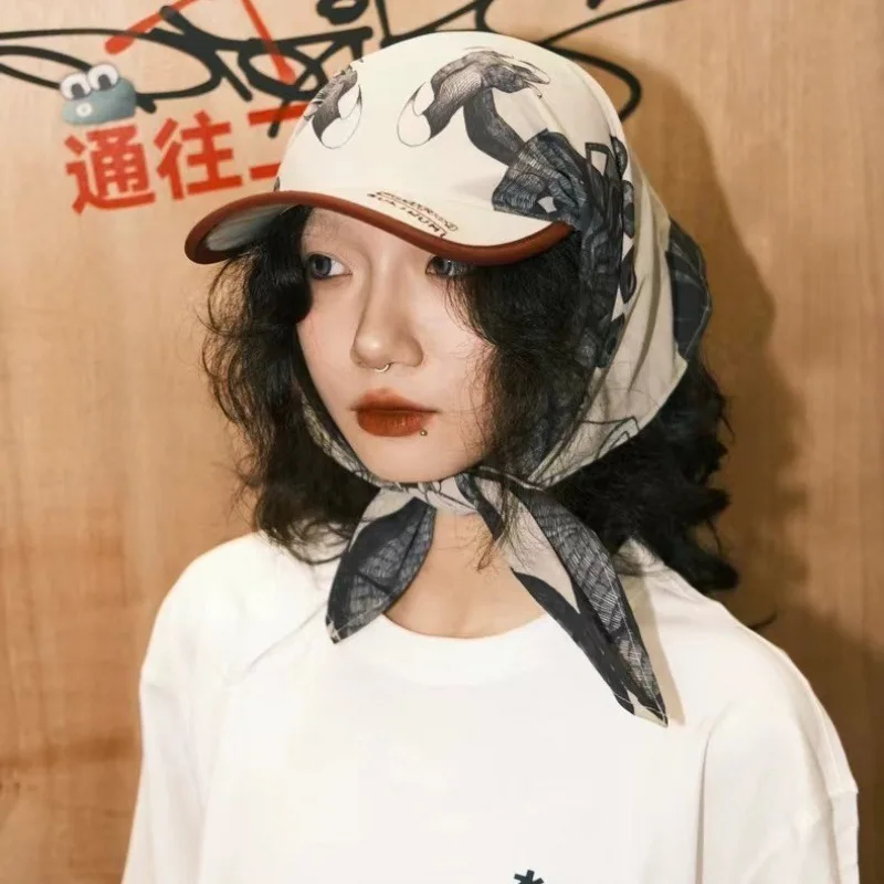 Бандана с принтом дракона, кепка Snapback с шейным шарфом, женская летняя солнечная шляпа в стиле хип-хоп, регулируемая модная шляпа с защитой от ультрафиолета