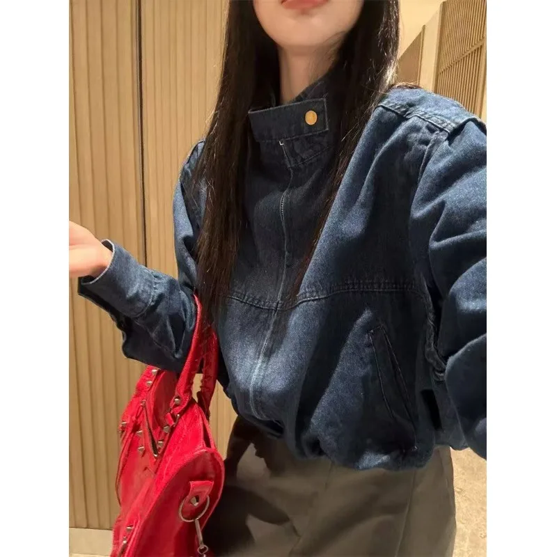 

Unique Sli Women's Denim Jaet Spring Autumn Faionable Trendy ort Outerwear Commute Sle Regular Length Polyester