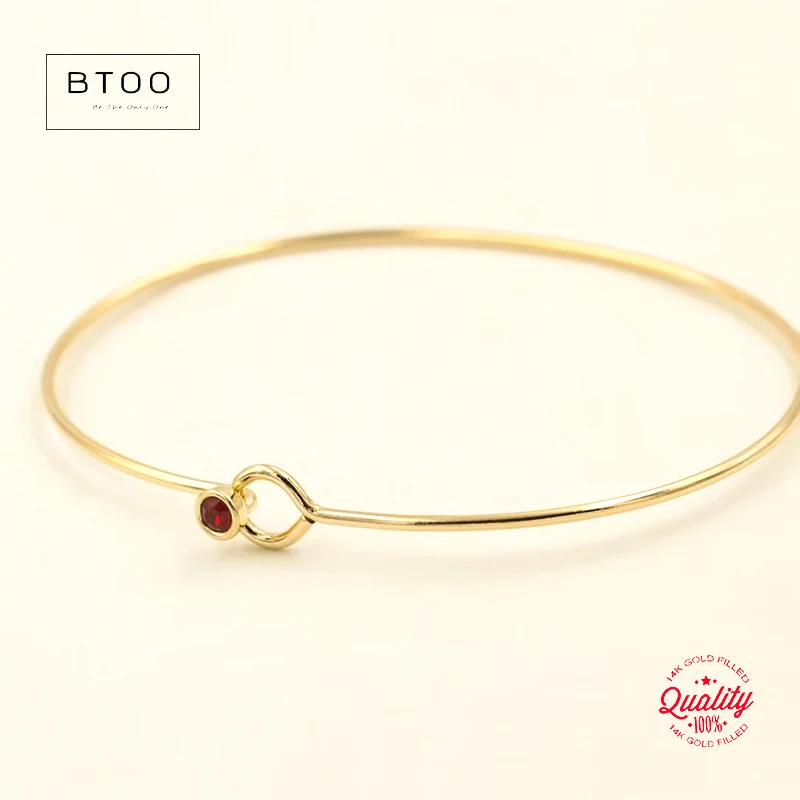 

Gold Filled Bangle Bracelet 14K Gold Filled Cuff Bangle Bracelet w/ Round Zircon , Minimalist Bangle, Gift for Her