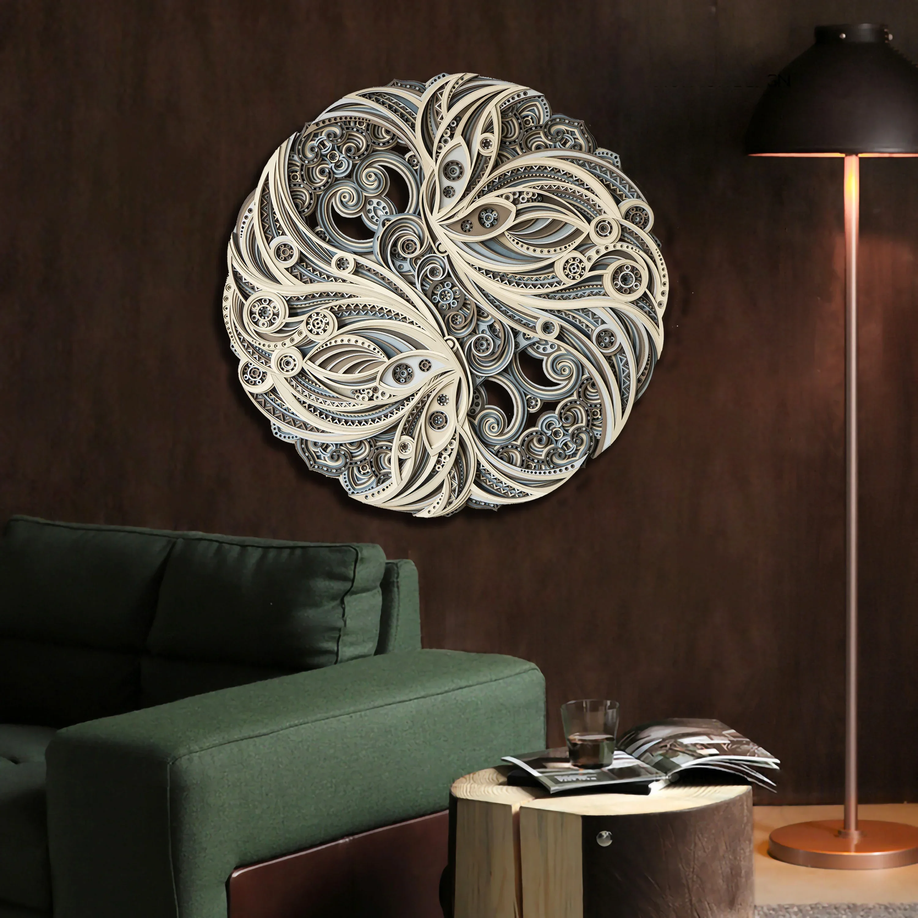FG11New Chinese restaurant living room entrance decorative painting high sense simple background wall mural