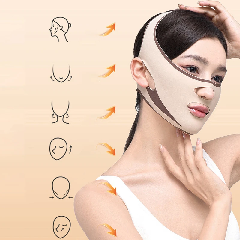 Breathable V Face Band Cheek Lift Up Face เข็มขัดบางลด Double Chin V-Line Shaping BANDAGE ต่อต้านริ้วรอยผ้าพันแผลใบหน้า