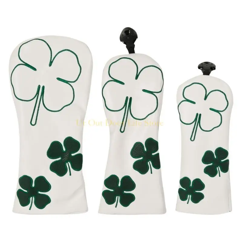 77UF 3Pcs Pattern PU Leather Golfs Club Head Cover Fairway Golfs Club Headcover