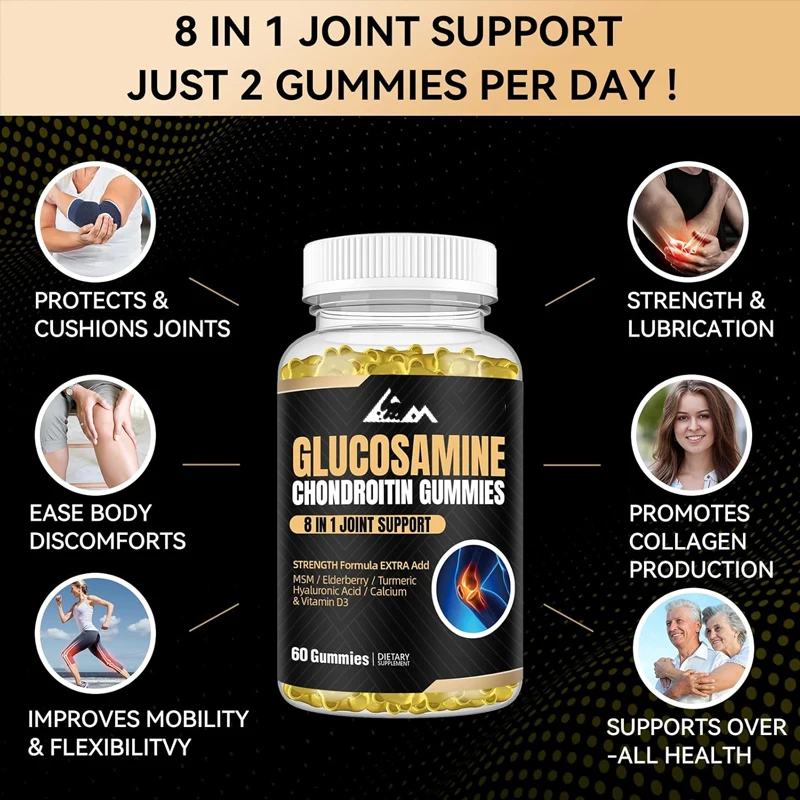 

Glucosamine chondroitin gummies -60 joint support supplements - cartilage and immune support for vegetarians