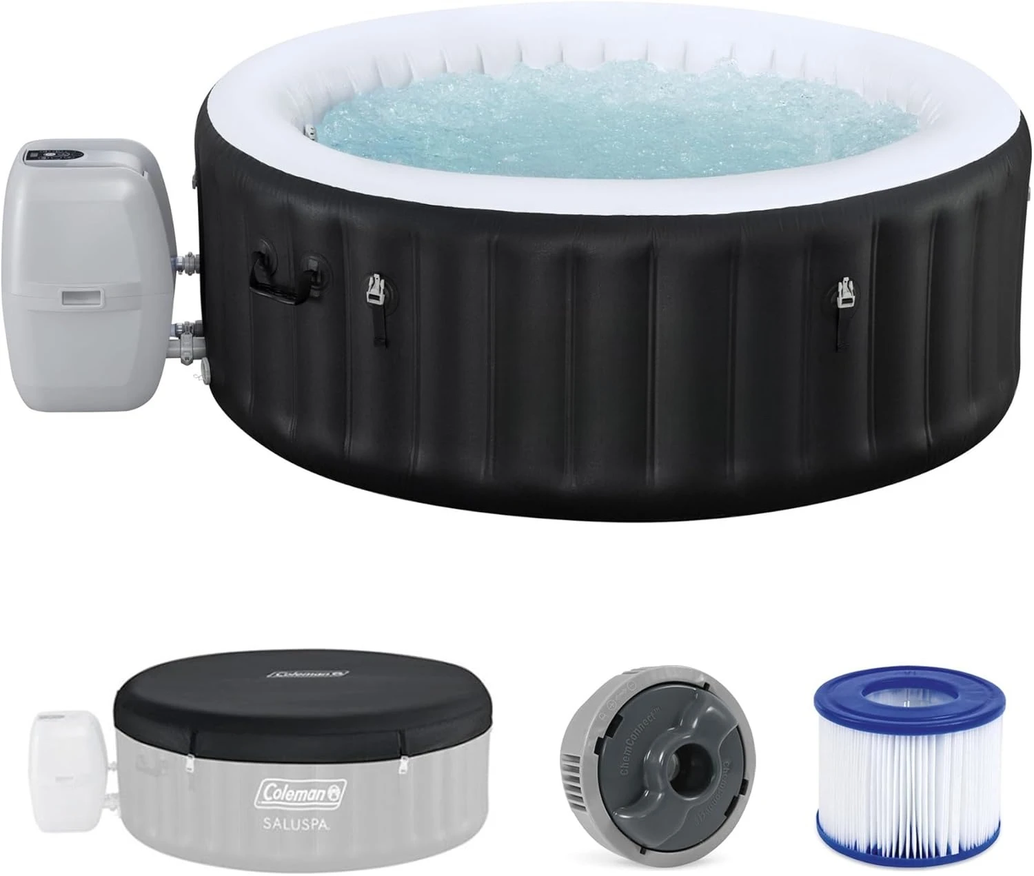 

Miami 2 to 4 Person Inflatable Hot Tub, Round Energy-Efficient Portable Outdoor Spa with 120 AirJets, Customized