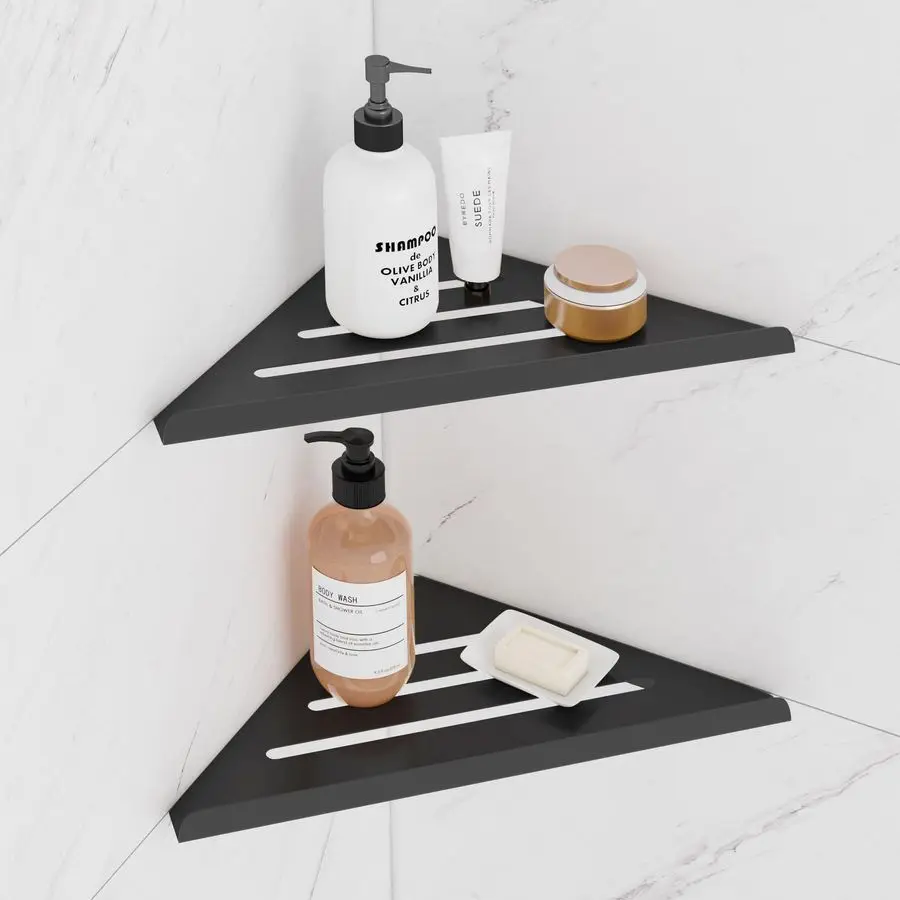 

Современная угловая полка для душа из нержавеющей стали, 2-уровневая, без сверления, органайзер для душа