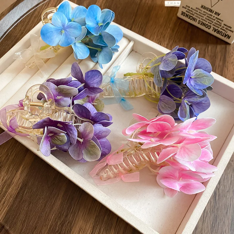 New Gradient Bow Orchid Flower Petal Large Acrylic Hair Claw Clips Women Fairycore Shark Clip Sweet Light Luxury Accessories Y
