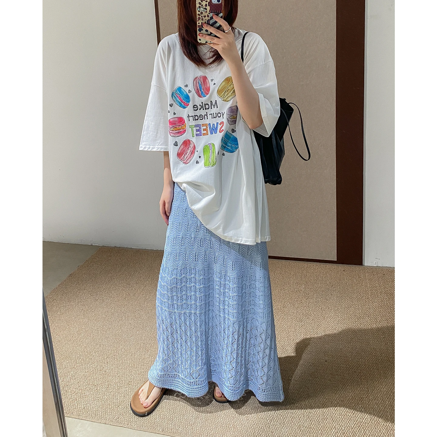 

Футболка женская хлопковая с коротким рукавом и принтом, свободного кроя, в корейском стиле, с красивым цветным принтом, повседневная, от Phil Dan