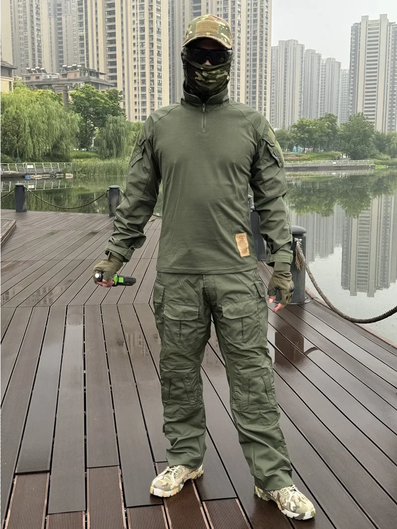 

Long Sleeve Tactical Training Suit Outdoor Military Fans Cross-Border G3 Frog Suit Set Includes Hat, Face Mask, and Gloves