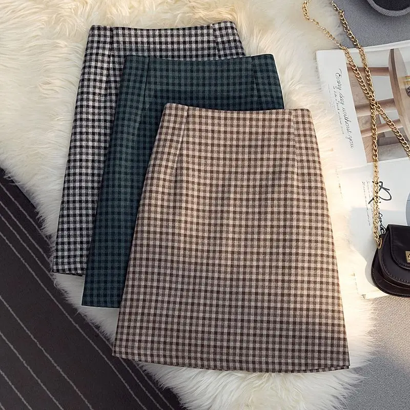 

Mini Skirt Women Pantskirt Fashion Autumn Bottom Woman Clothes Plaid Warm Casual Solid Ladies Skirts Feminine Ladies C90