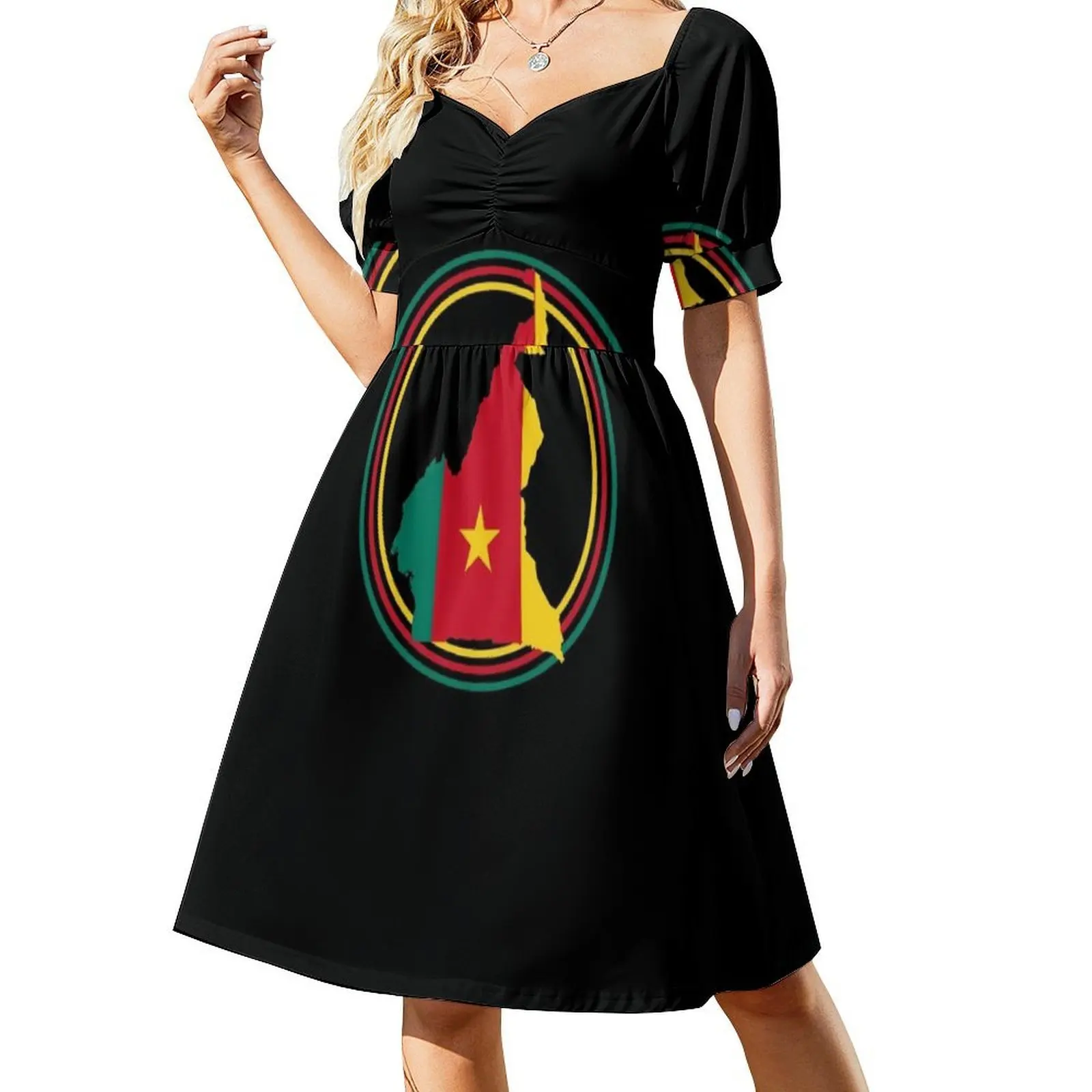 فستان حفلات أنيق للسيدات من الكاميرون على شكل حرف a مع خيارات قصيرة/طويلة/بدون أكمام، حفلة كاميرون كاميرونية فخورة المركزية #2