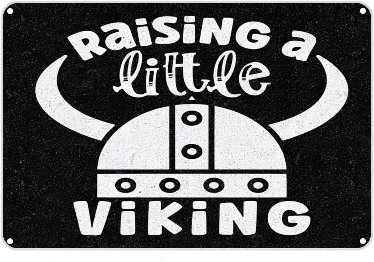 Vintage Metal Sign Raising a Little Viking Tin Christmas Decor Retro Wall For Home Coffee Bar Funny Aluminum
