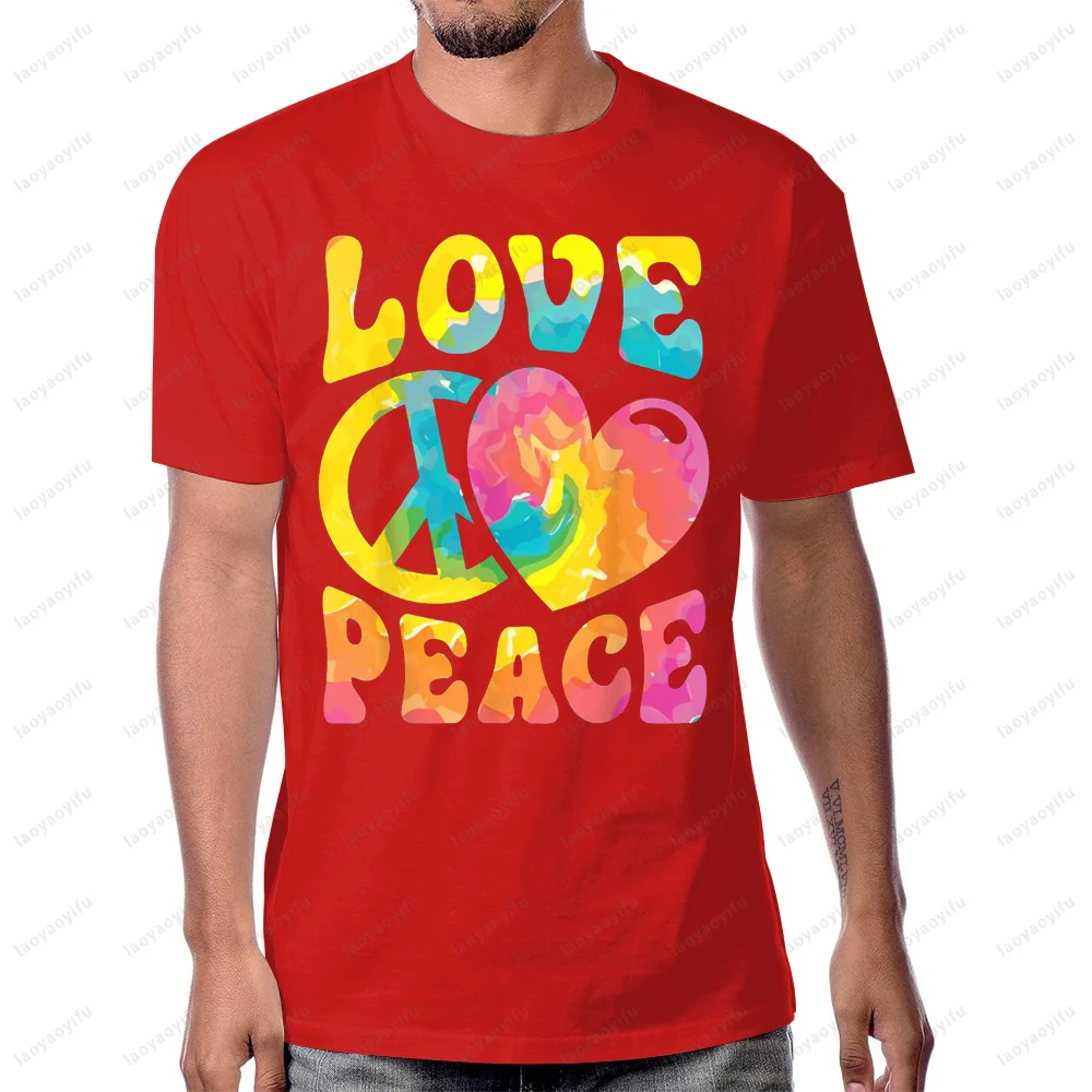 الحب والسلام القلب تي شيرت مطبوع عادية موضة فضفاضة Harajuku رجل التي شيرت القطن قصير الأكمام التنفس الراحة المرأة تي شيرت #5