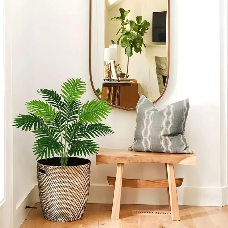 Artificial Palm Plant Leaves Green Vine Garland DIY Fake Flowers Plants for Garden Wedding Party Home Decor Vase Accessories - view 3