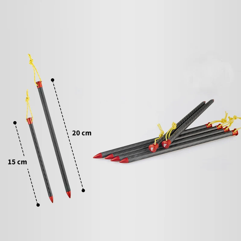

6pcs/10Pcs‌ Carbon Fiber Tent Pegs Ultra Lightweight - High Strength Anti-Bending Outdoor Stakes For Camping With Storage Bag