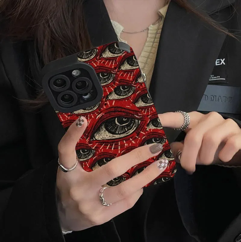 Vintage Red Evil Eyes Soft Silicone Phone Case for Iphone 11 Pro Max Iphone 15 Pro Max Iphone 13 Pro Max Iphone 16 Pro Max Cover