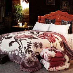 Double Layer Winter Thick Raschel Mink Weighted Blanket For Double Bed Soft Warm Heavy Fluffy Throw Blankets