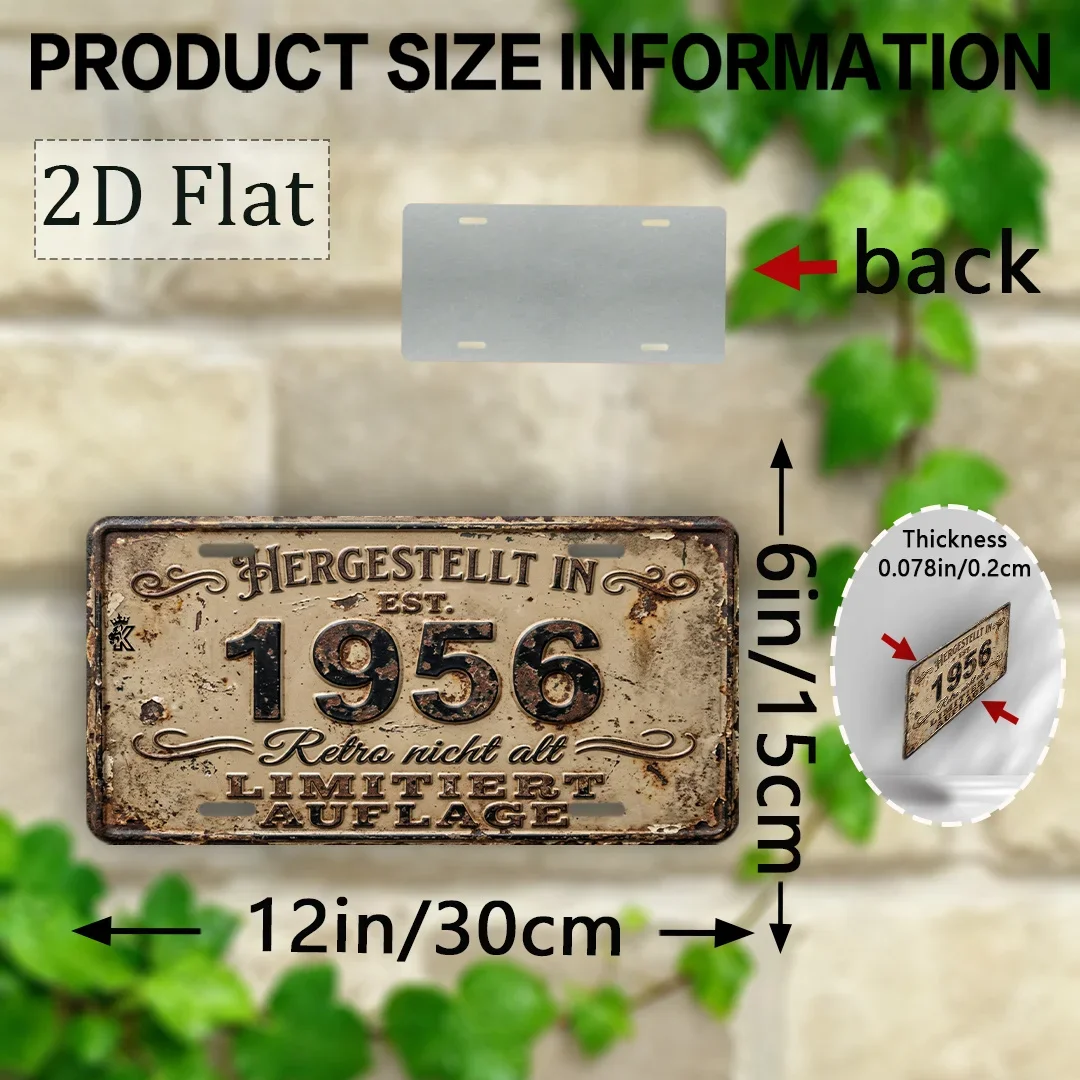 2D Flat, 2D Flat Printing, 1pc,  Plate, Decorative Plaque & Statues (6' X 12'), Made In 1956  Sign,  Home Decor, for Decor Only,