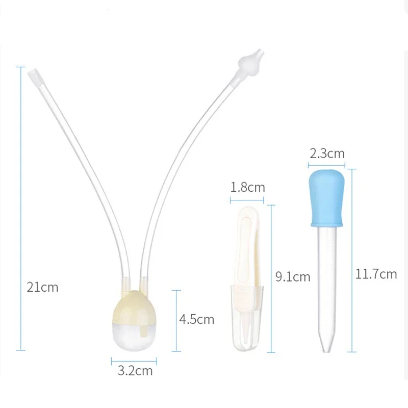 3pcs/set  Baby Nose Cleaner Nasal Aspirator Infant Mucous Remover Newborn Hygiene Kit Mouth Suction Aspirator Kids Healthy Care