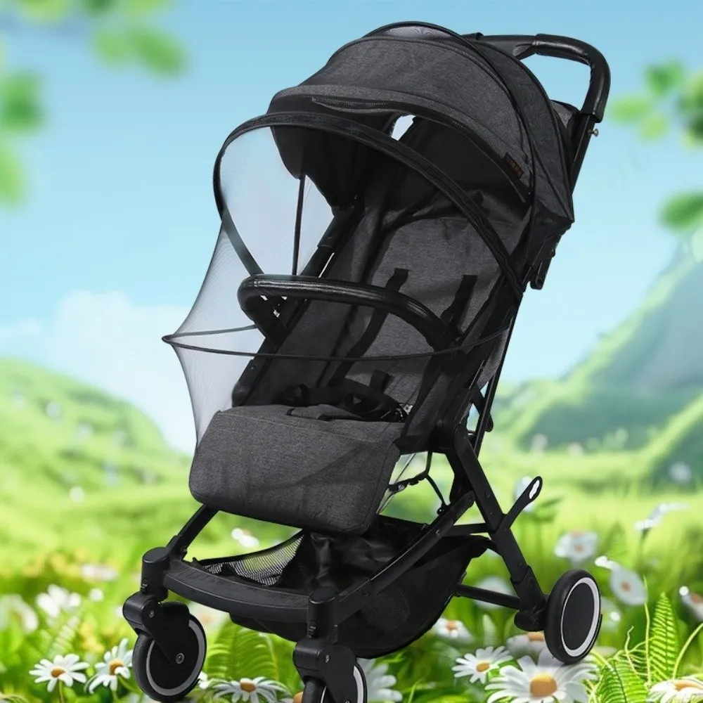 New Ventilate Stroller Mosquito Net Zipper Folding Pushchair Mosquito Net Cartoon Embroidery Mesh Baby Mosquito Cover Outside