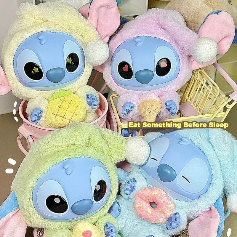 

Новинка 2025 года, оригинальная серия Stitch Eat Something Before Sleep, виниловая плюшевая слепая коробка, игрушка, милый кулон, кукла, подарки-сюрпризы на день рождения