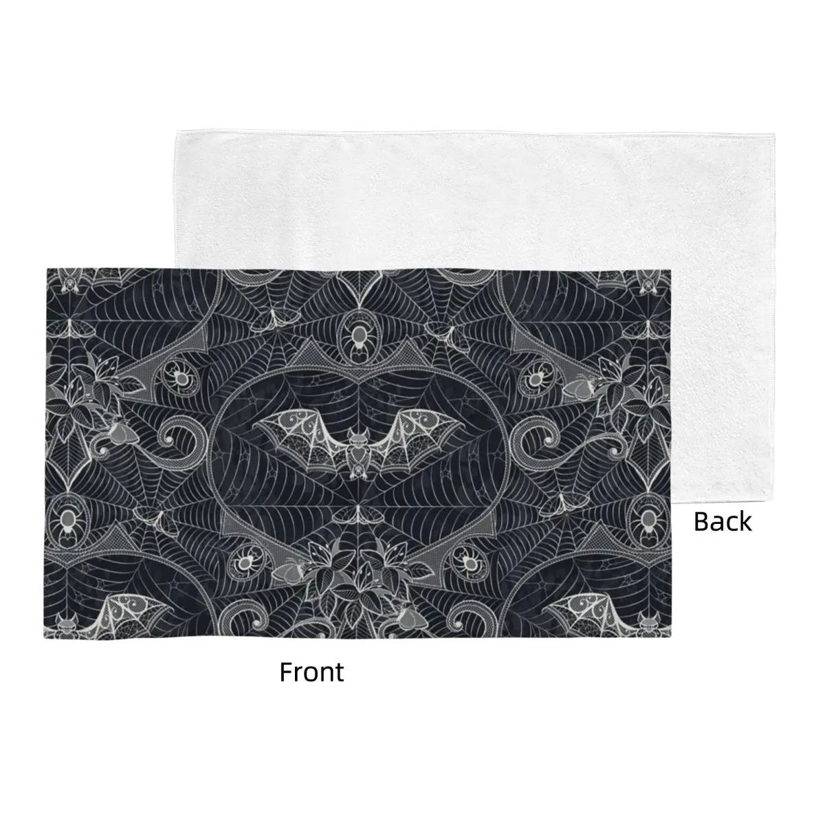 Halloween Witch Bats Breathable Cotton Face Towel Quick Drying Gothic Halloween Lace Shower Towels