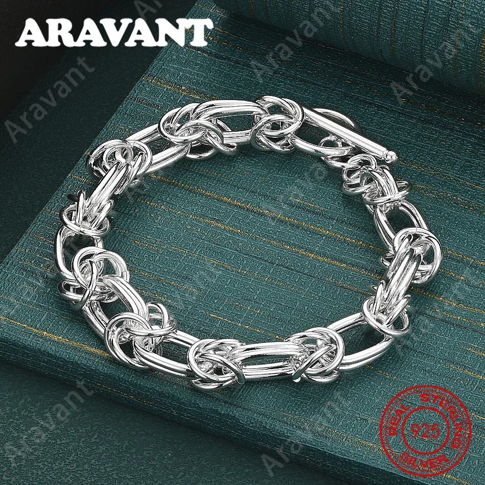 925 Sterling Silver Circular Braided Ot Clasp Bracelet - Exquisite And Cute Wedding Party Jewelry For Women