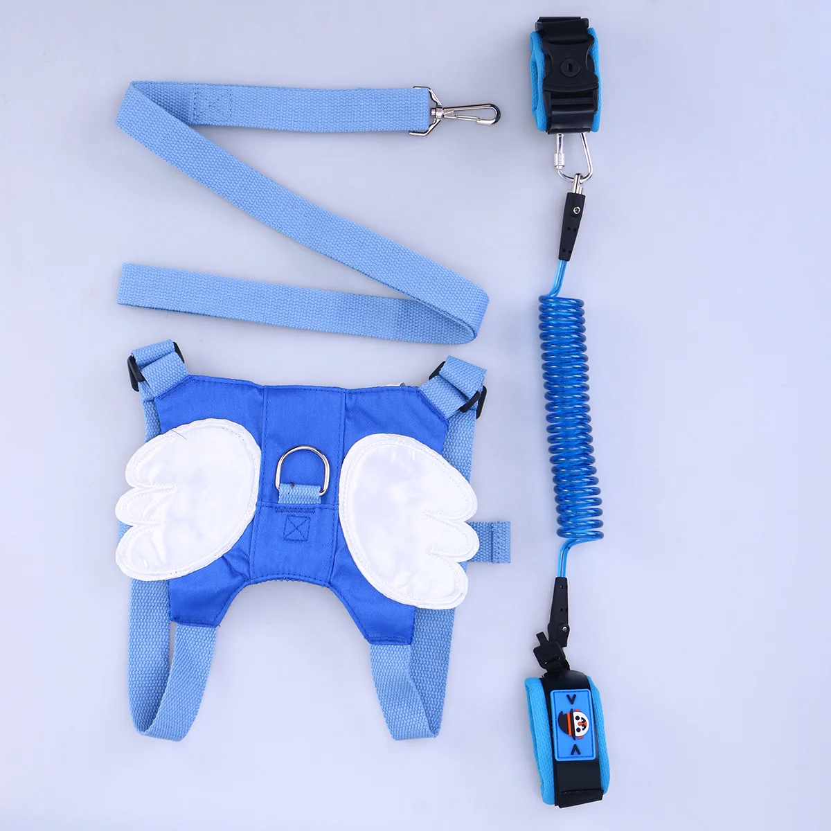 Arnés de seguridad para niños, correa antipérdida, correa de muñeca azul para niños, cuerda de tracción, cordón de PU fuerte y duradero para uso en interiores y exteriores