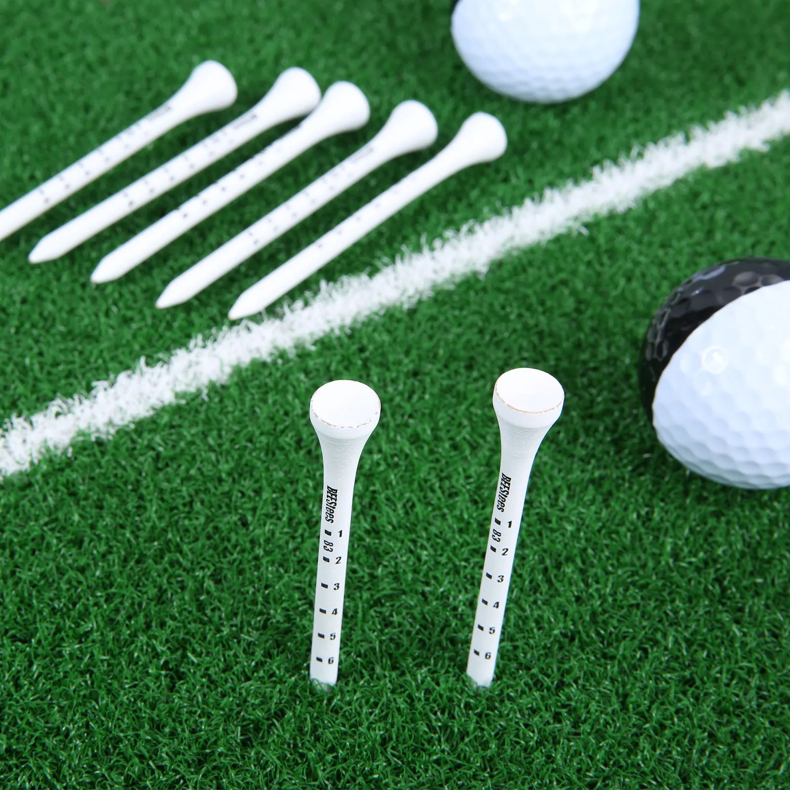 gohantee Professional 50 Pcs Golf Tees 83mm White Golf Wood Tees With Deep Mark For Irons Hitting Golf Practice Accessories