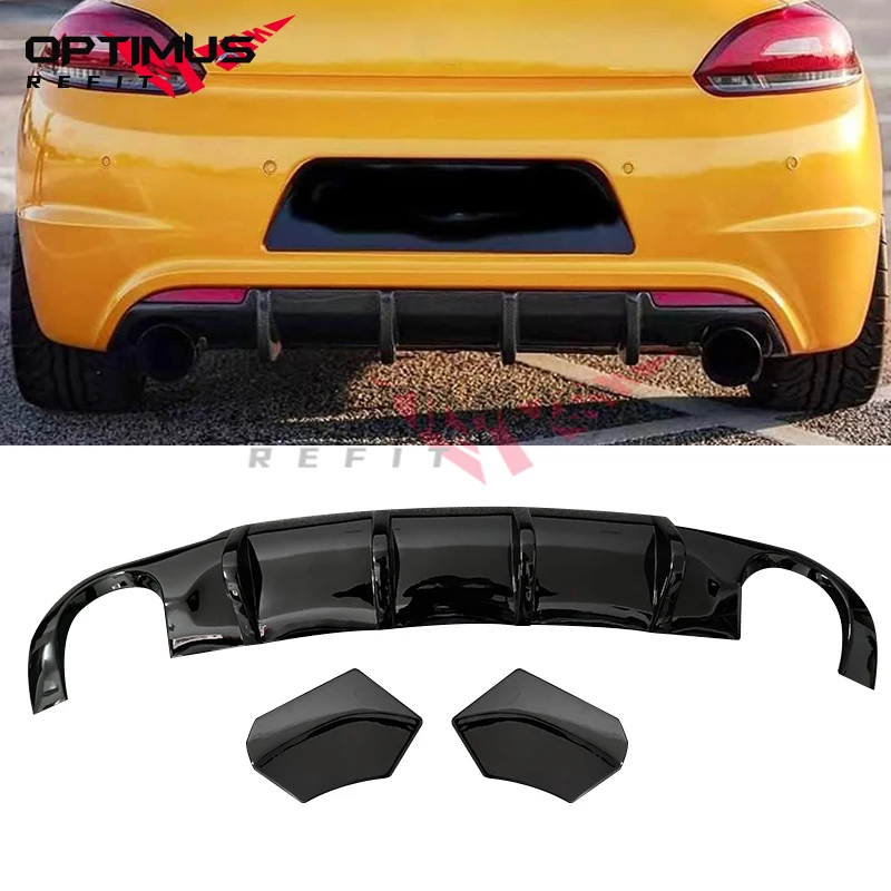 For Volkswagen VW Scirocco R R20 2009 - 2014 Car Rear Bumper Decorator Diffuser Spoiler Body Kit