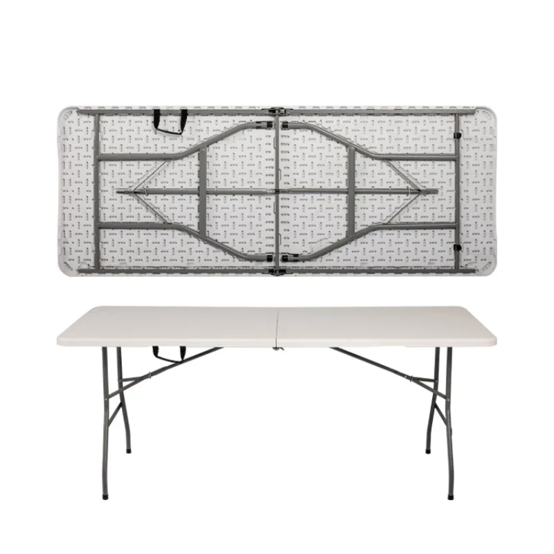 Table pliante économique en plastique blanc, demi-rectangulaire, portable, pour pique-niques et fêtes en plein air, vente en gros