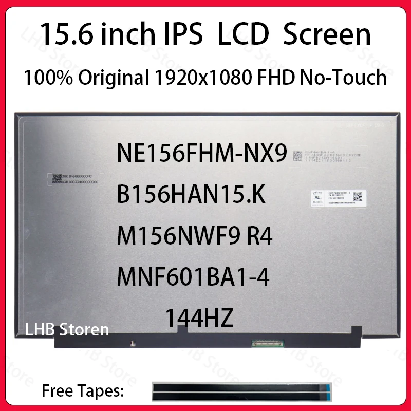 Pantalla LCD de 15,6 pulgadas y 144Hz NE156FHM-NX9 B156HAN15.K M156NWF9 R4 MNF601BA1-4 para Lenovo Legion 5 15APH9 5 15IRX9 Panel de matriz de pantalla