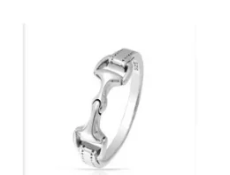100% 925 Sterling Silver women men horse bit snaffle bit ring
