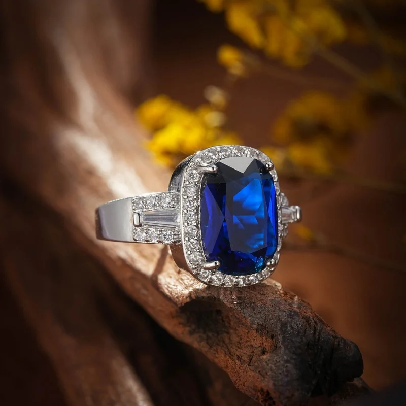 [2024 News] Square Citrine Ring for Women | Luxury Blue Sapphire Jewelry | Fashion Statement Ring (Character Count: 78)