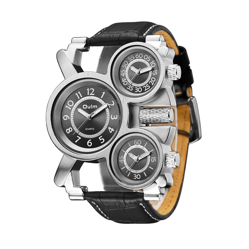 

[Тривремя спортивных кварцевых часов] Мужские часы Модные индивидуальные высокоэффективные легкие роскошные уличные крутые часы с тремя часовыми поясами Высококлассные часы - кварцевый механизм, подарок для него