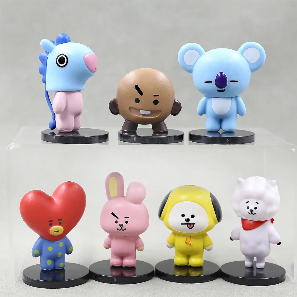 Heißer BT21 7 stücke figur korea pop kpop mini figur bts Bt21 koya Modell Kreative Desktop Zubehör Spielzeug kinder Geburtstag geschenk