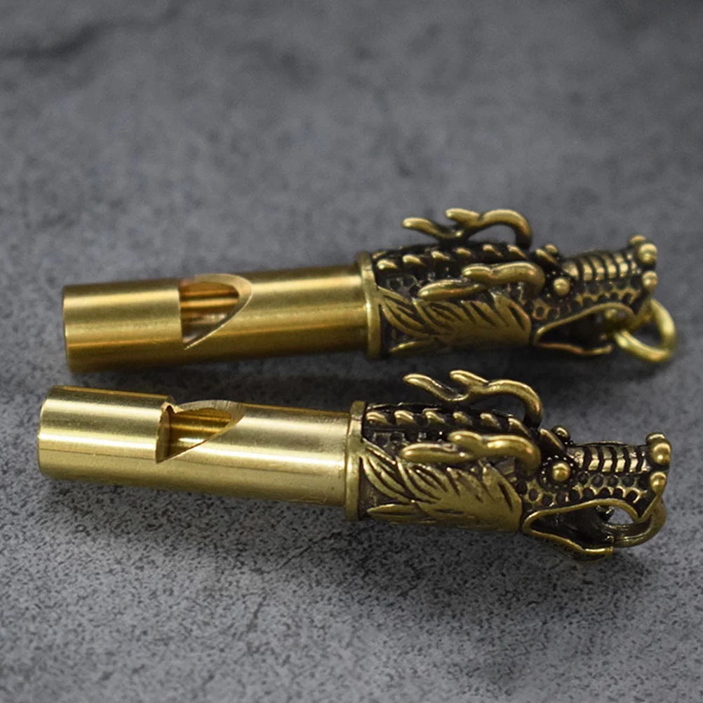 Dragon Pattern Copper Whistle Loud Survival Emergency Safety Whistle Hiking Camping Lifeguard Dog Training Metal Keychain