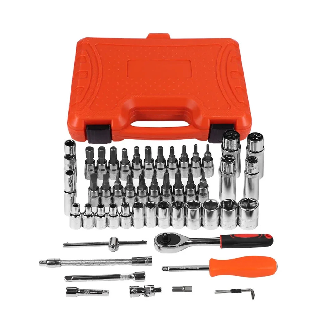 53pcs Combination Tool Wrench Set Car Repair Tool Sets Batch Head Ratchet Pawl Socket Spanner Screwdriver Socket Set