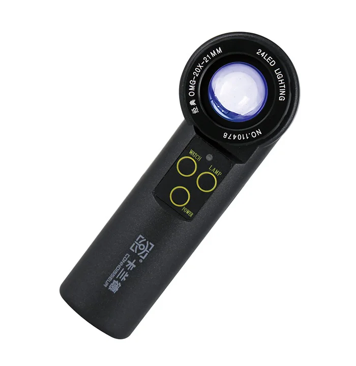 OMG-20X 20X Double Light Source Multi-Angle LED Magnifying Glass Antique Jewelry Diamond Porcelain Turquoise Identification