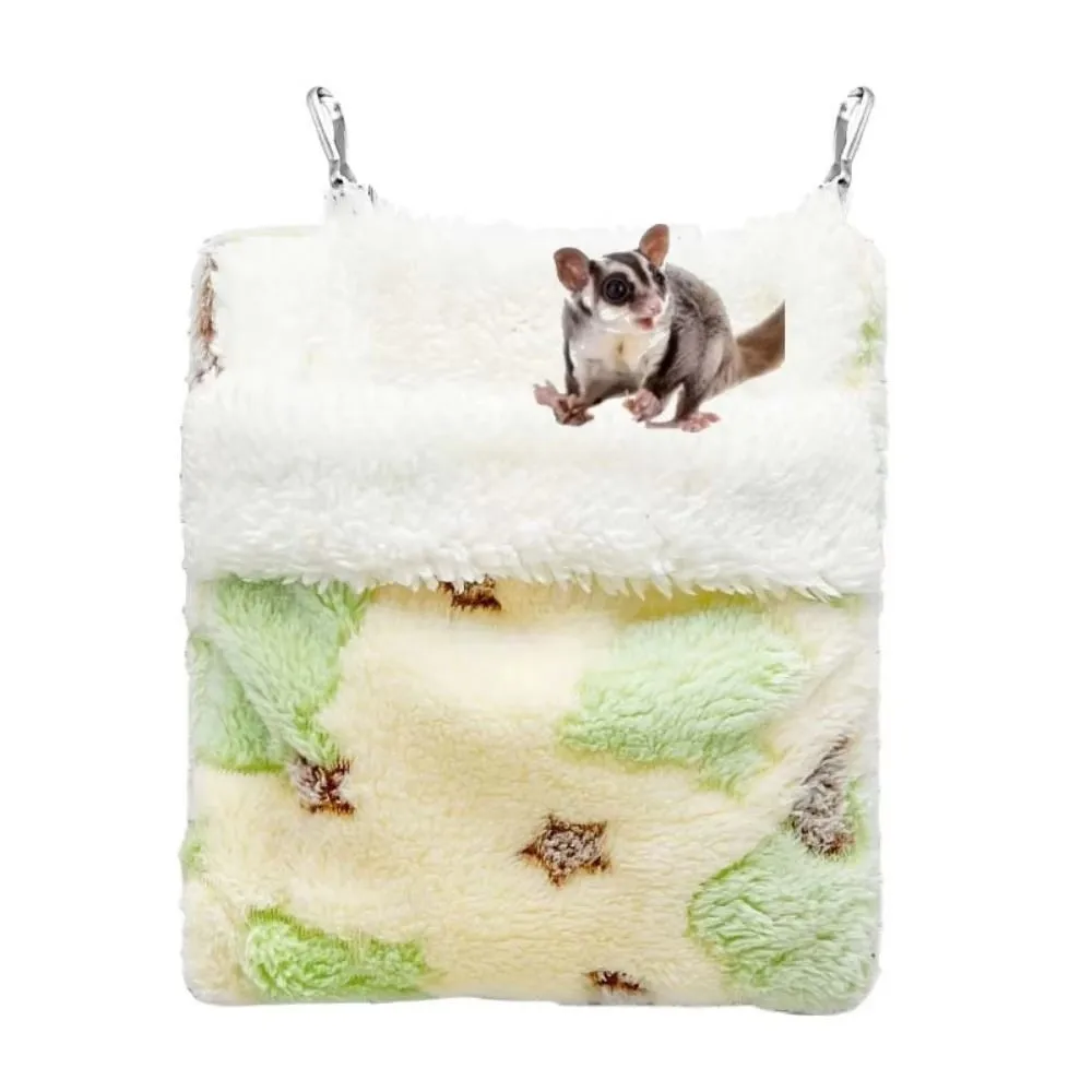 Nueva bolsa de dormir de planeadores de azúcar suave, hamaca cálida para hámster, cómoda bolsa de dormir con patrón de estrella para rata, columpio para mascotas