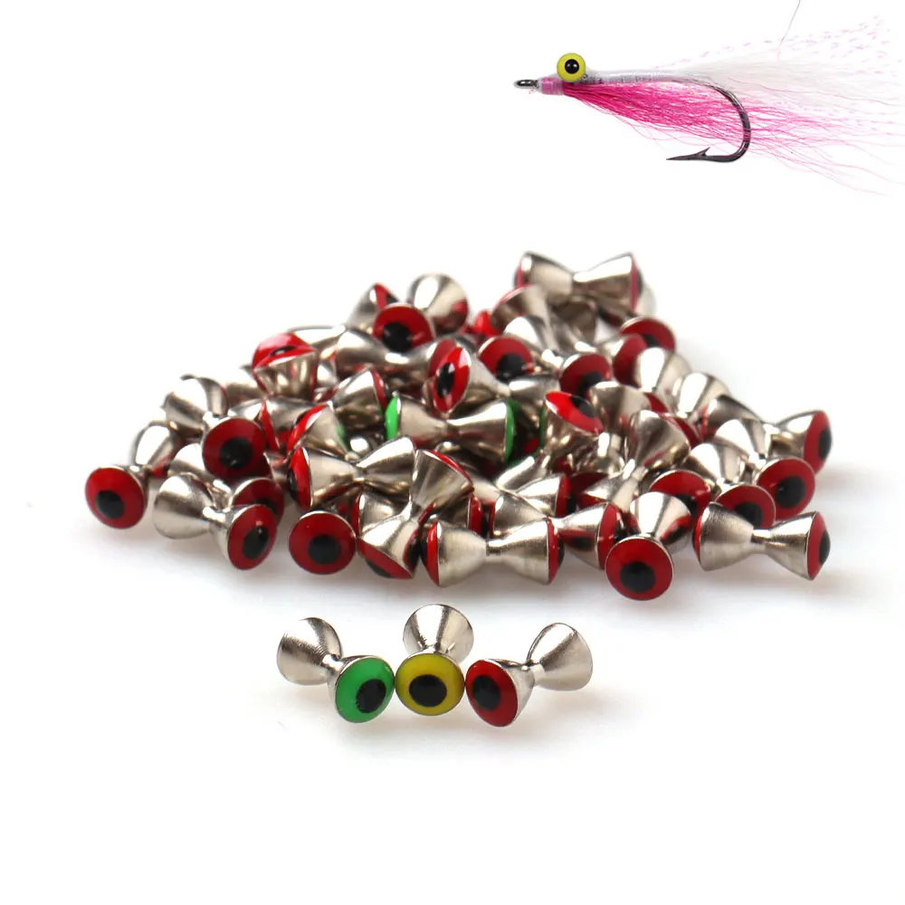 10PCS/Pack 3D Realistic Solid Dumbbell Fish Eyes Sunken Brass Barbells Beads Minnow Crazy Charlie Fly Tying Materials