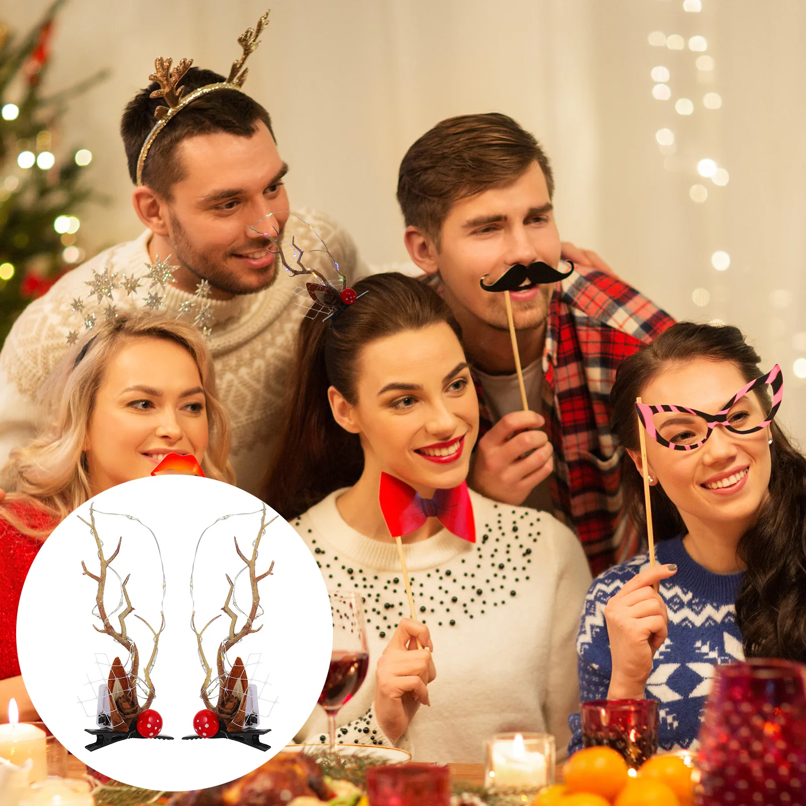 

Luminous Antler Hair Clip Non-woven Fabric Toddler Accessories Glowing Barrette Christmas Reindeer Elk Hairpin Xmas Hairstyling