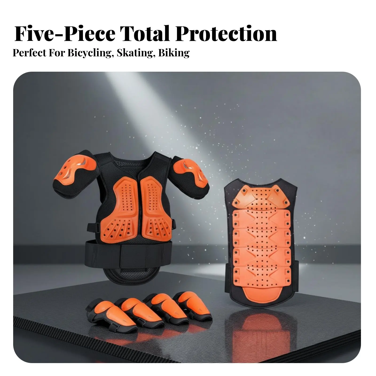 Picture 5: Chest Protector Knee Elbow Guards Suit Shock Resistant Young Motorcycle Kids Safety Riding Jacket Adjustable Fit