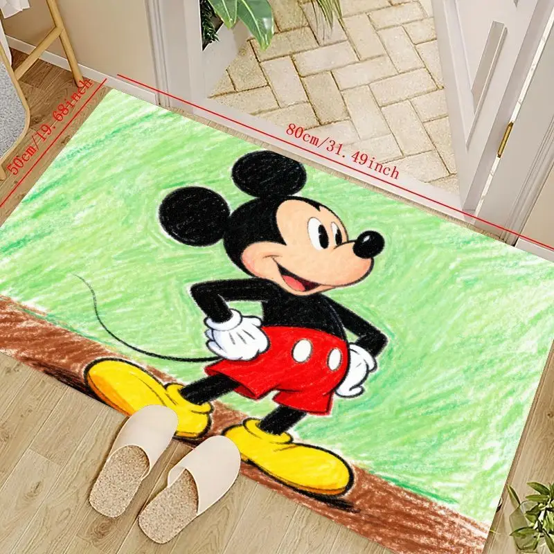 

1 шт. аниме мультфильм мышь персонаж карандаш эскиз художественный стиль напольный коврик, яркий зеленый нескользящий коврик, мягкий моющийся большой декор