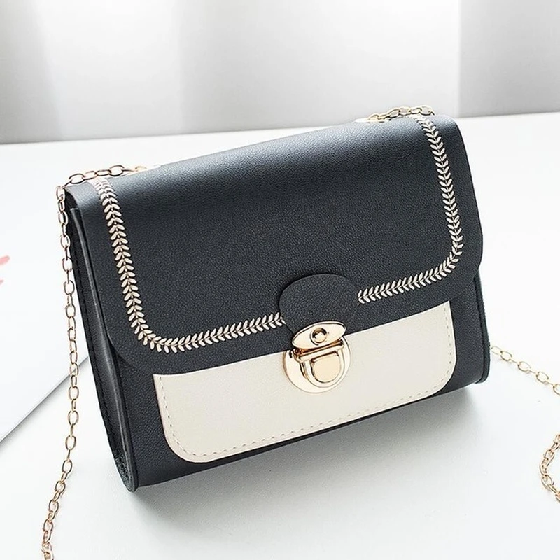 

Women's Bag Summer 2019 New Contrast Color Chain Lock Buckle Bag Fashion Car Sewing Straddle Small Square Bag